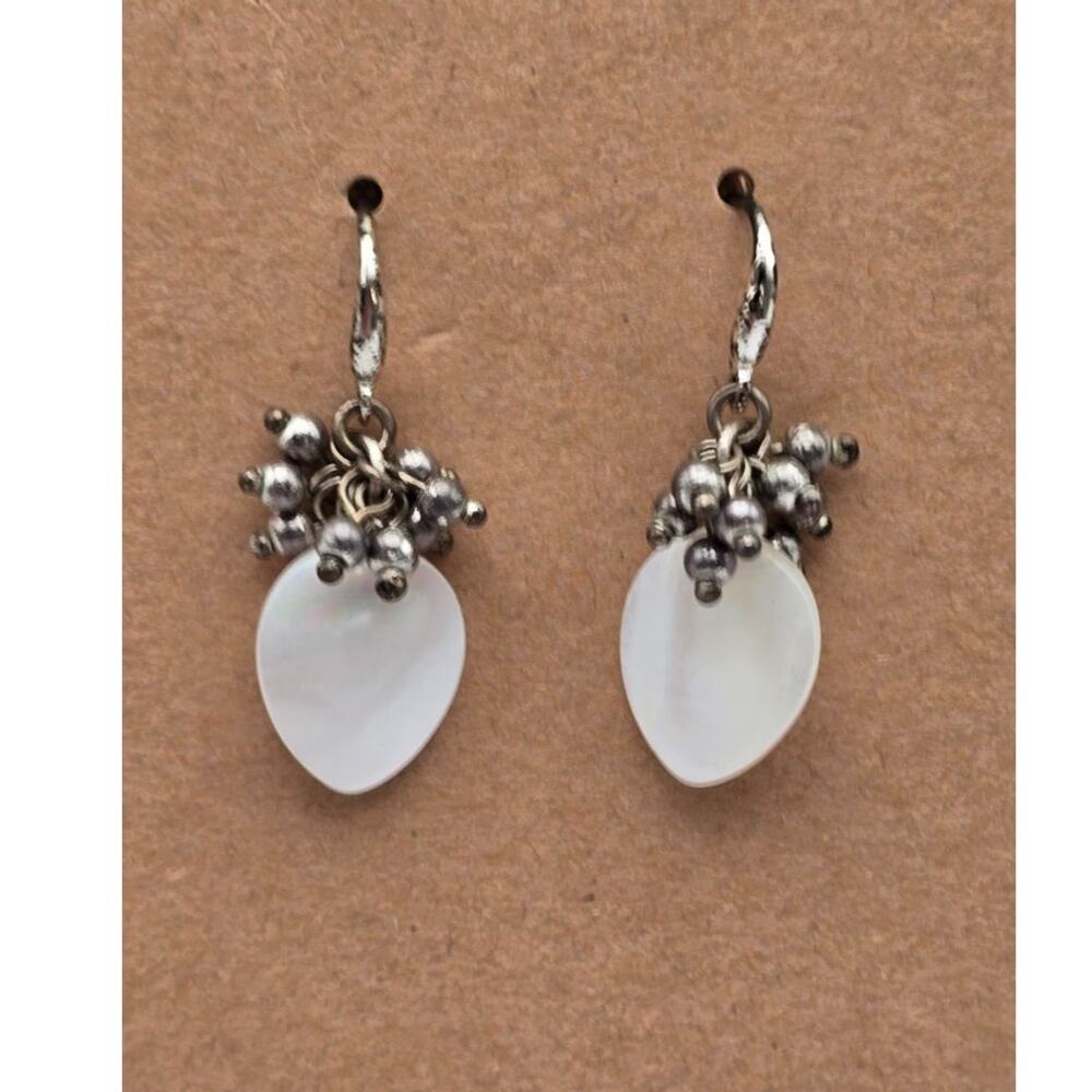 Frosted Glass Drop Earrings – Moonlit Ethereal Silver Tone